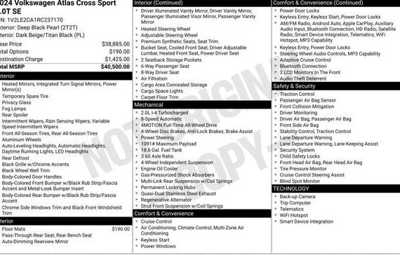 VOLKSWAGEN ATLAS CROSS SPORT 4MOTION 2024 1V2LE2CA1RC237170 image VOLKSWAGEN ATLAS CROSS SPORT 4MOTION 2024 1V2LE2CA1RC237170 image